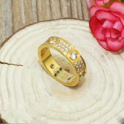 Replica Cartier Love Ring 18k Yellow Gold Paved Diamonds With 6 Big Diamonds N4210401