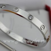 Replica Cartier White Gold Men and Women Love Bracelet 4 Diamonds B6035816 (New Version C Prevent Screws Fall Out)