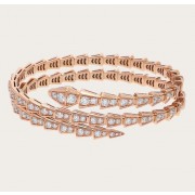 Serpenti Viper Two-Coil 18K Rose Gold Bracelet set with Pave Diamonds