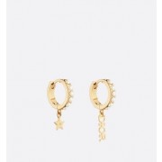 Replica Summer Fashion Christian Dior LOGO And Star Pendants Classic Yellow Gold Plated Women White Pearl Hoop Earrings
