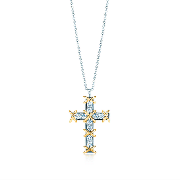 Hot Tiffany Schlumberger Ten Stone Cross Pendant Necklace Diamonds America Sale Online Lady 23926261/23926296