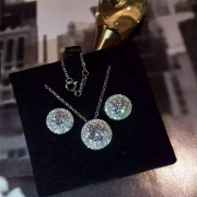 Copy Tiffany Soleste Sterling Silver Chain Necklace Round Diamonds Toned UK Price 28646445