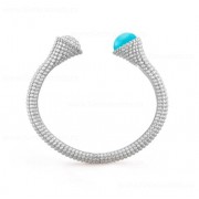 Replica Van Cleef Arpels Perlee Couleurs Bracelet White Gold with Diamond Turquoise