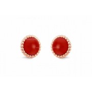 Replica Van Cleef Arpels Perlee Couleurs Earrings Rose Gold Carnelian