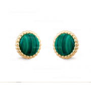 Replica Van Cleef Arpels Perlee Couleurs Earrings Yellow Gold Malachite