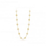 Replica Van Cleef Arpels Vintage Alhambra Long Necklace 20 Motifs Yellow Gold Diamonds
