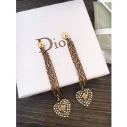 Retro Style Dior La Petite Tribale Heart Motif Paved Diamonds Link Tassel Female Brass Premium replica Drop Earrings Price List