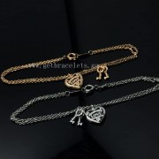 Return to Tiffany Love Heart Tag Key Bracelet in Silver/Rose Gold