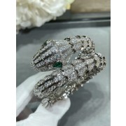 Serpenti Large Emerald and Diamond Bracelet White Gold