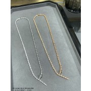 Serpenti Viper Slim Necklace with Full Pave Diamonds White Gold/Rose Gold