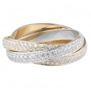 Spring Fashion Cartier Trinity Ring White Gold/Yellow God/Rose Gold With Pave Diamonds N4227600 High End