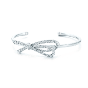 High-quality Tiffany Bow Cuff White Gold Plated Diamonds Elegant Bowknot Sterling Silver Bangle GRP09535/GRP08653
