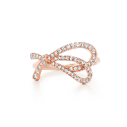 Tiffany Bow Ring Rose Gold & Silver Newest Design Diamonds Fashion Women Jewelry GRP08657/GRP08656