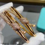 Tiffany Double Row Hinged Bangle in Rose Gold/Yellow Gold with Diamonds