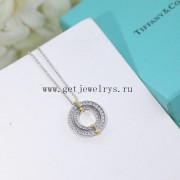 Tiffany Edge Circle Pendant in Platinum and Yellow Gold with Diamonds