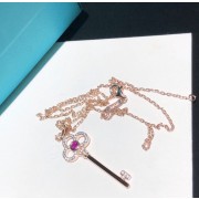 Best Christmas Gift Tiffany Keys Mini Crown Key Charm Pink Crystal Womens Rosed Gold Diamonds Necklace Silver