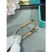 Tiffany Lock Bangle in White Gold/Rose Gold/Yellow Gold with Half Pave Diamonds