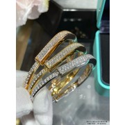 Tiffany Lock Bangle in White Gold/Rose Gold/Yellow Gold with Pave Diamond