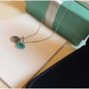 Luxury Replicated Tiffany Blue Enamel Heart Shape Ladies 925 Silver Double Round Pendant Necklace UK Sale 36517204
