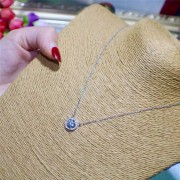 Tiffany Soleste Necklace Sterling Silver Round Blue Diamond Pendent Cheap Jewellery GRP09060