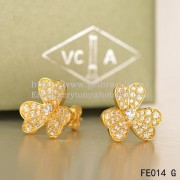 Van Cleef & Arpels Frivole Earrings Yellow Gold With Pave Diamond