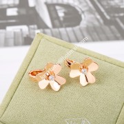 Van Cleef Arpels Frivole Small Earrings Rose Gold/Yellow Gold With Diamond