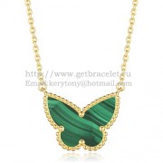 Van Cleef Arpels Lucky Alhambra Butterfly Pendant Yellow Gold With Malachite Mother Of Pearl