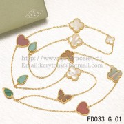 Van Cleef & Arpels Lucky Alhambra Long Necklace Yellow Gold 12 Motifs Stone Combination