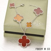 Van Cleef & Arpels Magic Alhambra Bracelet 5 Motifs White Gold With Tigers Eye Carnelian