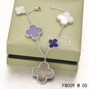 Van Cleef & Arpels Magic Alhambra Bracelet 5 Motifs White Gold With White Gray Lapis Mother Of Pearl