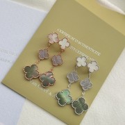 Van Cleef & Arpels Magic Alhambra Earrings 3 Motifs Chalcedony and White and Gray Mother-of-pearl