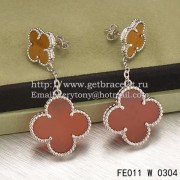 Van Cleef & Arpels Magic Alhambra Earrings White Gold With Tigers Eye Carnelian
