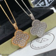 Van Cleef Arpels Magic Alhambra Long Necklace White Gold/Rose Gold with Pave Diamonds