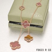 Van Cleef & Arpels Magic Alhambra Necklace Pink Gold 6 Motifs With Tigers Eye Onyx Mother Of Pearl