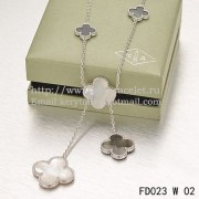 Van Cleef & Arpels Magic Alhambra Necklace White Gold 6 Motifs With White Gray Mother Of Pearl