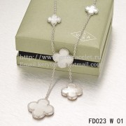 Van Cleef & Arpels Magic Alhambra Necklace White Gold 6 Motifs With White Mother Of Pearl