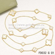 Van Cleef & Arpels Magic Alhambra Necklace Yellow Gold 16 Motifs With White Mother Of Pearl