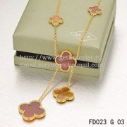 Van Cleef & Arpels Magic Alhambra Necklace Yellow Gold 6 Motifs With Tigers Eye Onyx Mother Of Pearl