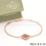 Van Cleef & Arpels Sweet Alhambra Bracelet Pink Gold With Carnelian Mother Of Pearl