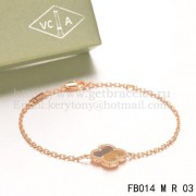 Van Cleef & Arpels Sweet Alhambra Bracelet Pink Gold With Tigers Eye Mother Of Pearl