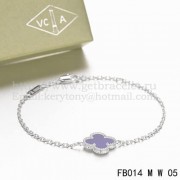 Van Cleef & Arpels Sweet Alhambra Bracelet White Gold With Lapis Stone Mother Of Pearl