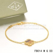 Van Cleef & Arpels Sweet Alhambra Bracelet Yellow Gold With Tigers Eye Mother Of Pearl