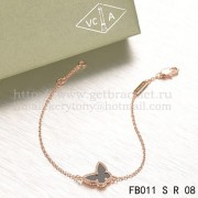 Van Cleef & Arpels Sweet Alhambra Butterfly Bracelet Pink Gold With Black Agate Mother Of Pearl