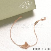 Van Cleef & Arpels Sweet Alhambra Butterfly Bracelet Pink Gold With Tigers Eye Mother Of Pearl