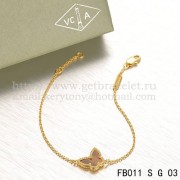Van Cleef & Arpels Sweet Alhambra Butterfly Bracelet Yellow Gold With Tigers Eye Mother Of Pearl