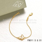 Van Cleef & Arpels Sweet Alhambra Butterfly Bracelet Yellow Gold With White Mother Of Pearl