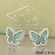 Van Cleef & Arpels Sweet Alhambra Butterfly Earrings White Gold With Malachite Mother Of Pearl