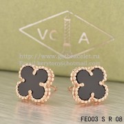 Van Cleef & Arpels Sweet Alhambra Earrings Pink Gold With Black Onyx Mother Of Pearl