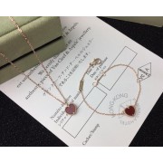 Van Cleef & Arpels Sweet Alhambra Heart Bracelet Pink Gold Carnelian