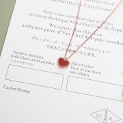 Van Cleef & Arpels Sweet Alhambra Heart Pendant Pink Gold Carnelian